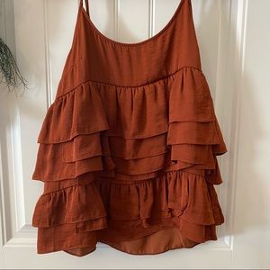 Who What Wear Tiered Ruffled Spaghetti Strap Top